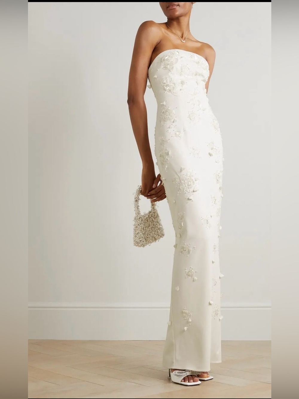 CLIO PEPPIATT Strapless embellished stretch-crepe gown NWT size Medium